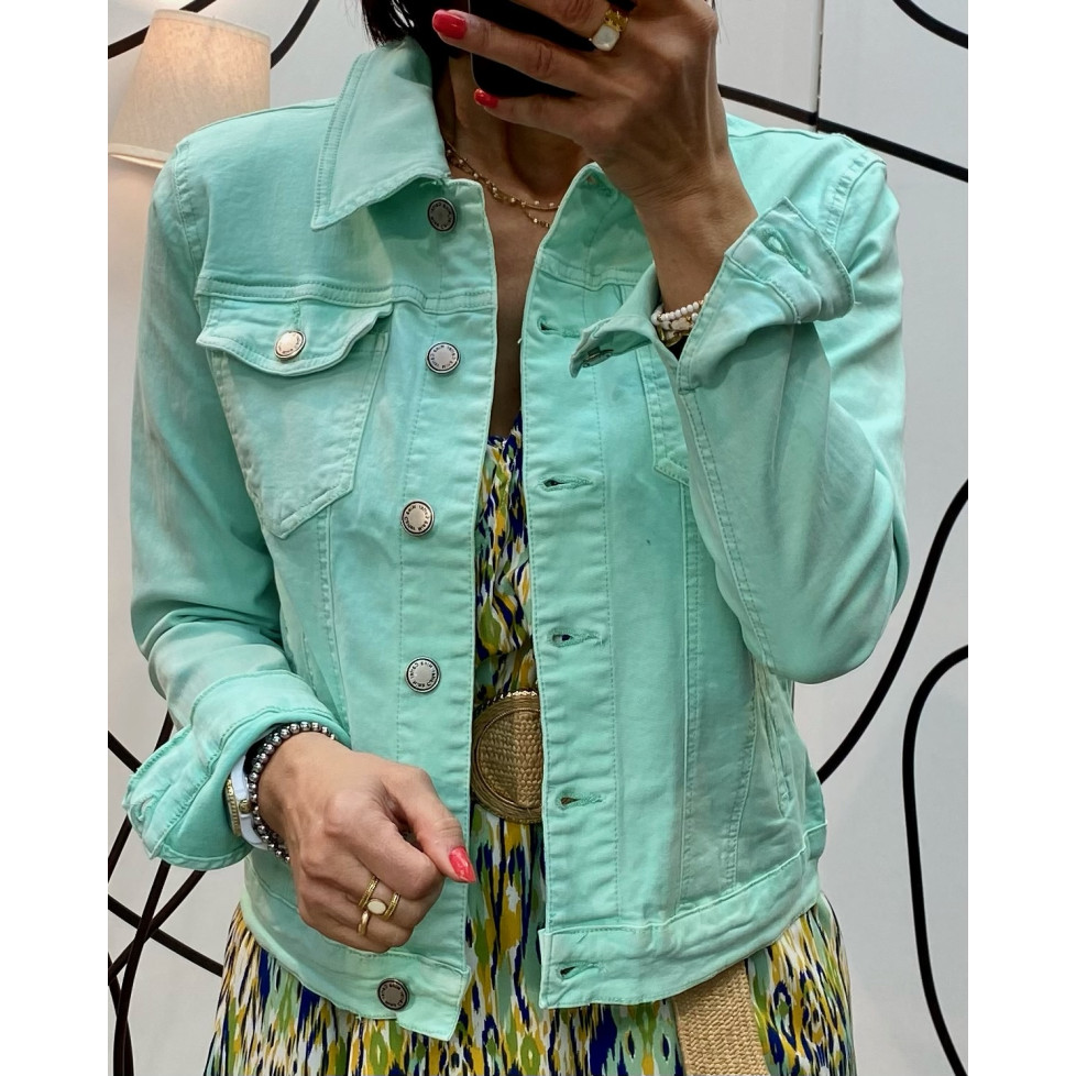 Veste en jean femme verte sale