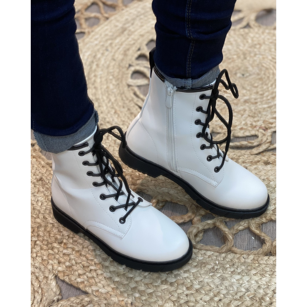 Bottines a lacets pour femmes blanc Bottes bottines