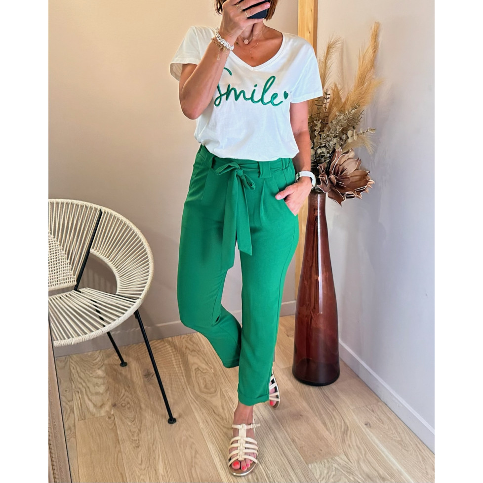 Pantalon fluide vert hotsell