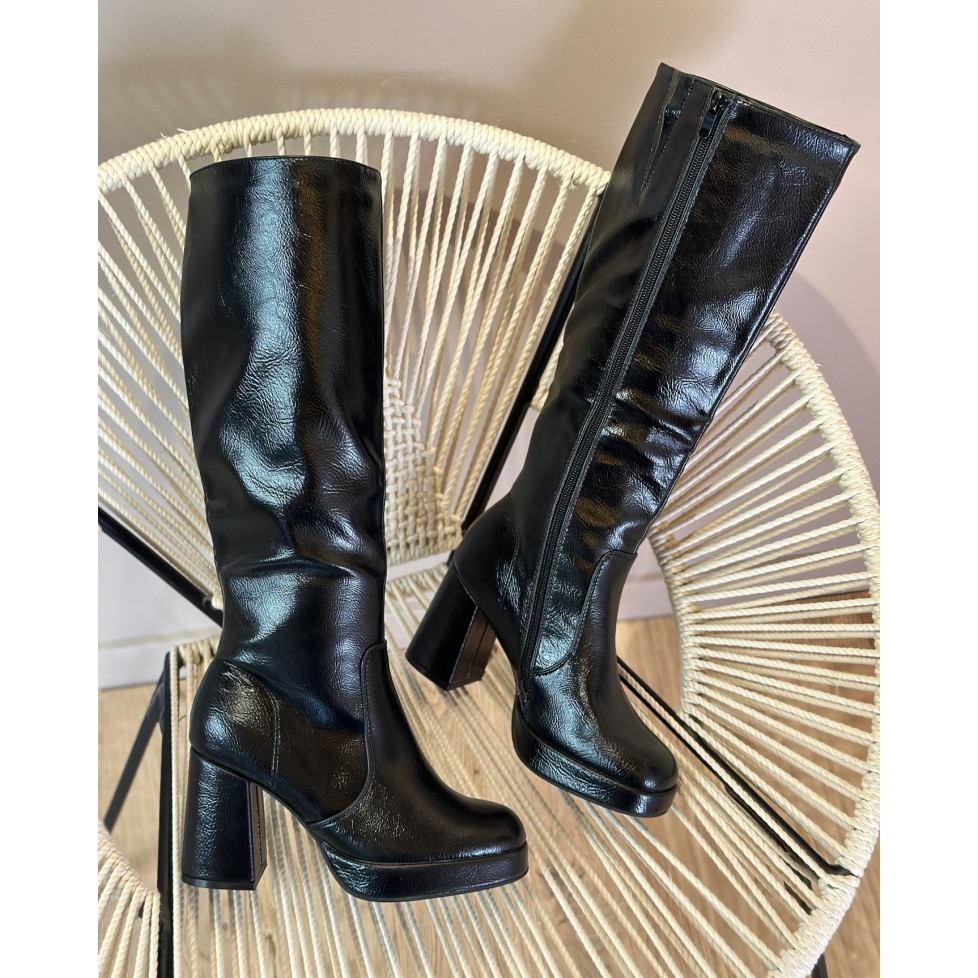 Bottes noires vernies on sale